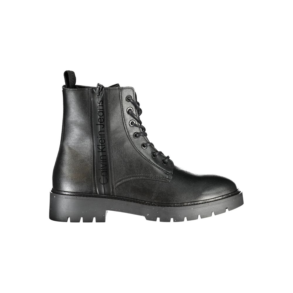 Calvin Klein Sleek Black Ankle Boots with Laces and Zip Detail - SMARTMARTNZ
