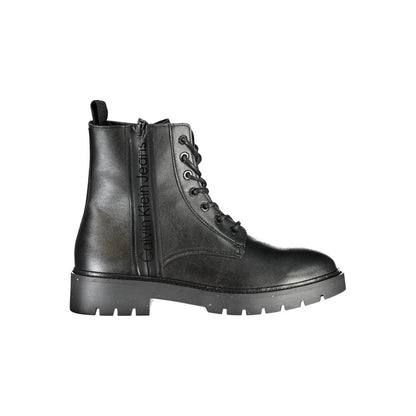 Calvin Klein Sleek Black Ankle Boots with Laces and Zip Detail - SMARTMARTNZ