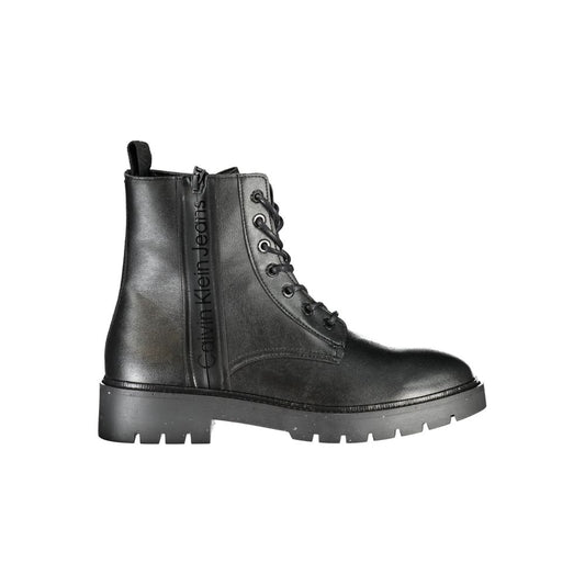Calvin Klein Sleek Black Ankle Boots with Laces and Zip Detail - SMARTMARTNZ