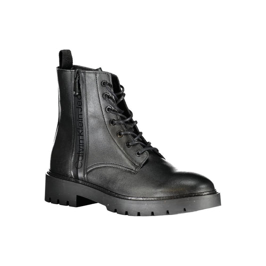 Calvin Klein Sleek Black Ankle Boots with Laces and Zip Detail - SMARTMARTNZ