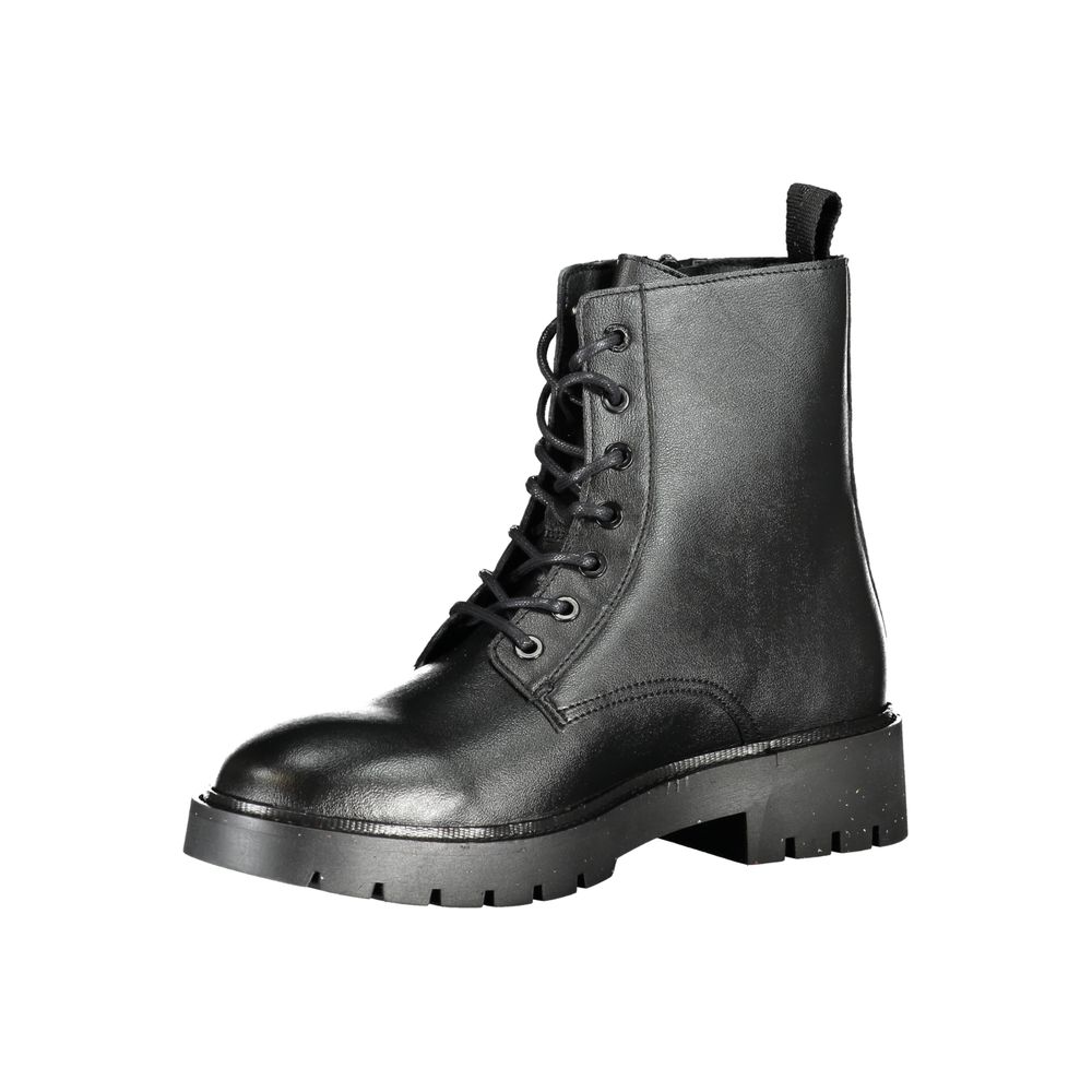 Calvin Klein Sleek Black Ankle Boots with Laces and Zip Detail - SMARTMARTNZ