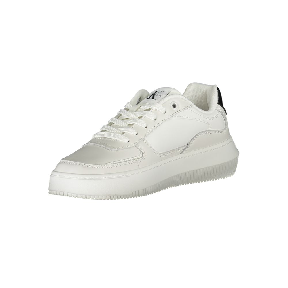 Calvin Klein Sleek White Lace - Up Sneakers with Contrast Details - SMARTMARTNZ