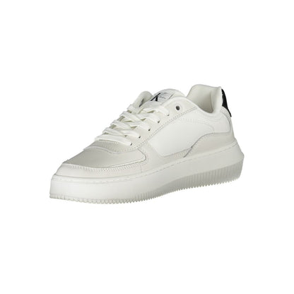 Calvin Klein Sleek White Lace - Up Sneakers with Contrast Details - SMARTMARTNZ