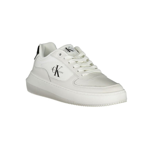 Calvin Klein Sleek White Lace - Up Sneakers with Contrast Details - SMARTMARTNZ