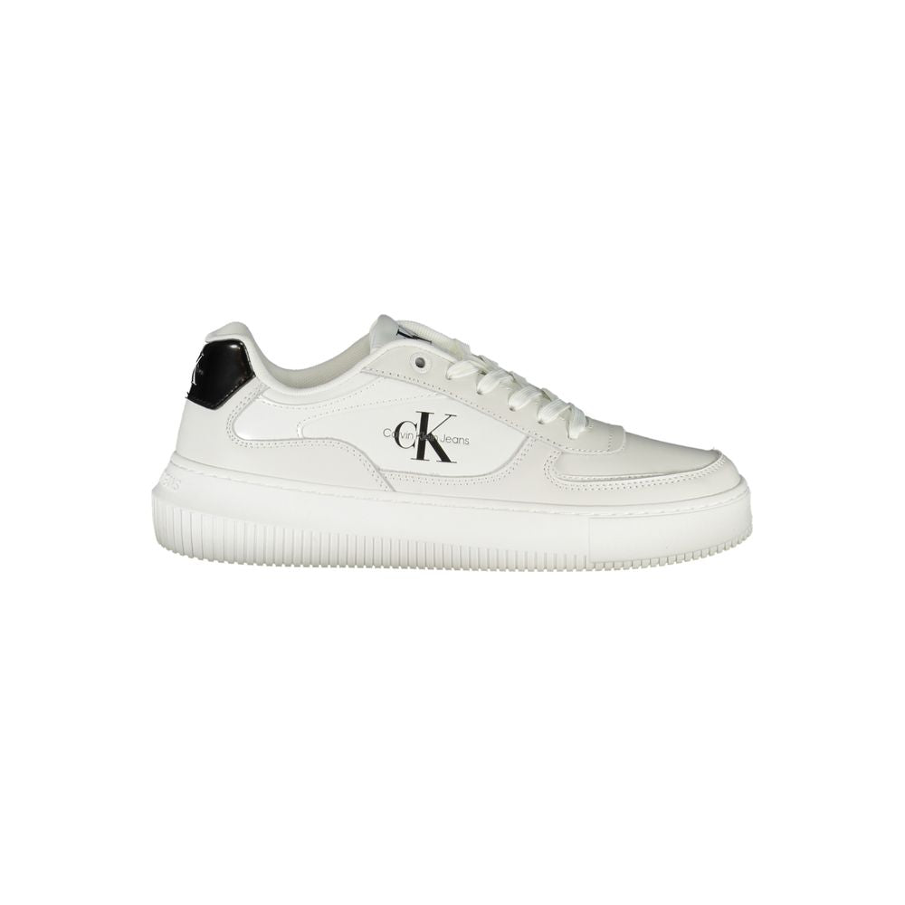 Calvin Klein Sleek White Lace - Up Sneakers with Contrast Details - SMARTMARTNZ