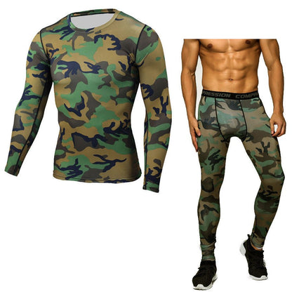 Camouflage Compression Baselayer Set Sports Compression Set Long Sleeve T-Shirt Tights Exercise Clothes Workout Bodysuit Fitness Suits For Men - SMARTMARTNZ