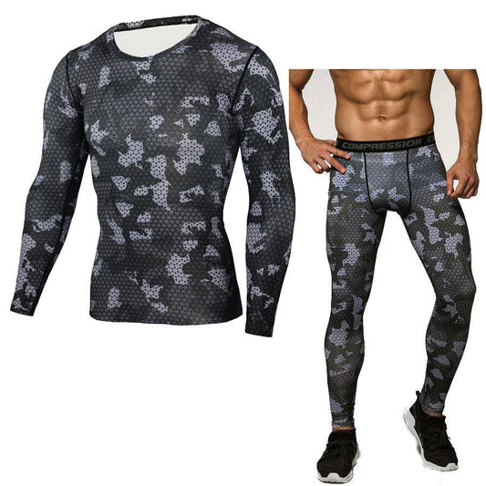 Camouflage Compression Baselayer Set Sports Compression Set Long Sleeve T-Shirt Tights Exercise Clothes Workout Bodysuit Fitness Suits For Men - SMARTMARTNZ
