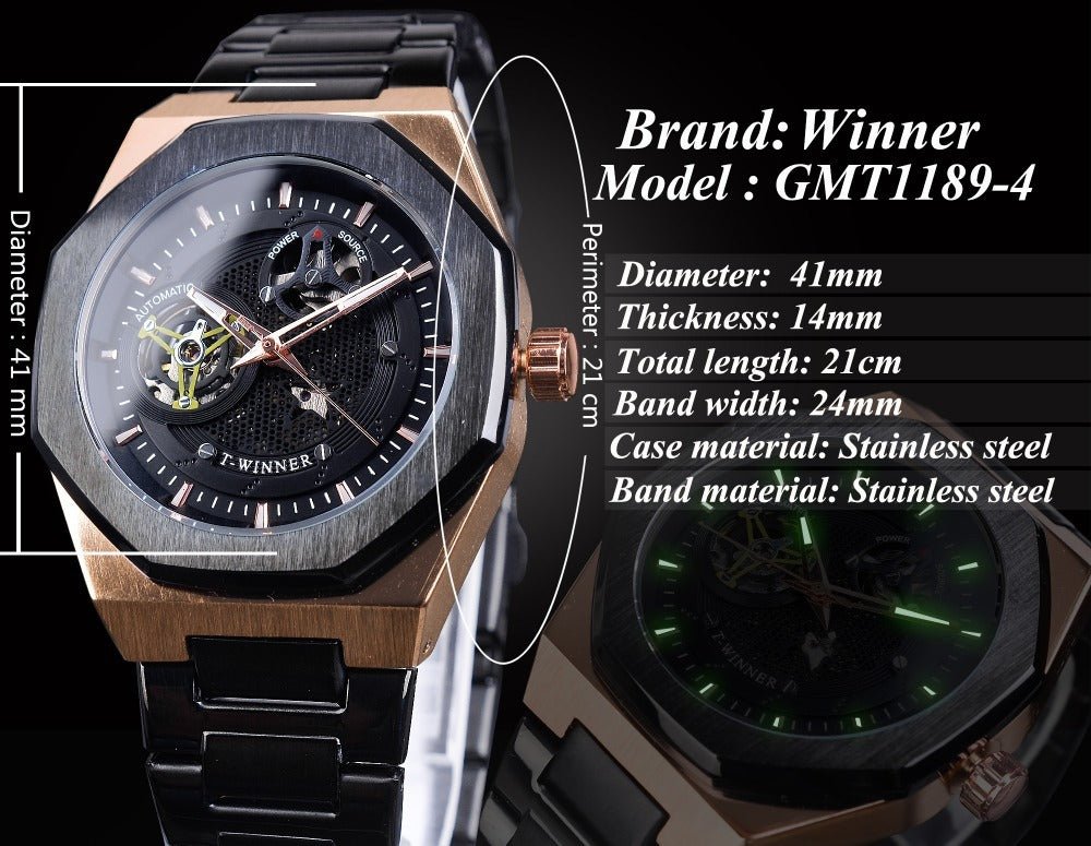 Casual Men’s Mechanical Watch – Hollow Dial & Self - Winding - SMARTMARTNZ
