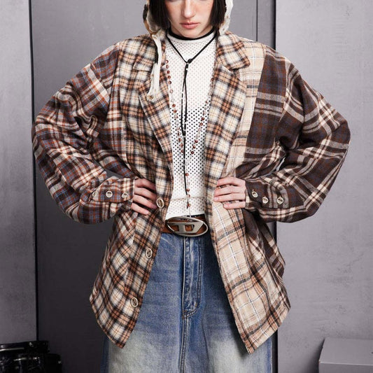 Japanese Trendy Plaid Suit Jacket