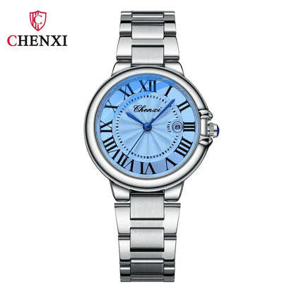 CHENXI 039 Couple Watches – 2024 Luxury Stainless Steel Silver Quartz Wristwatch Set for Men & Women - SMARTMARTNZ