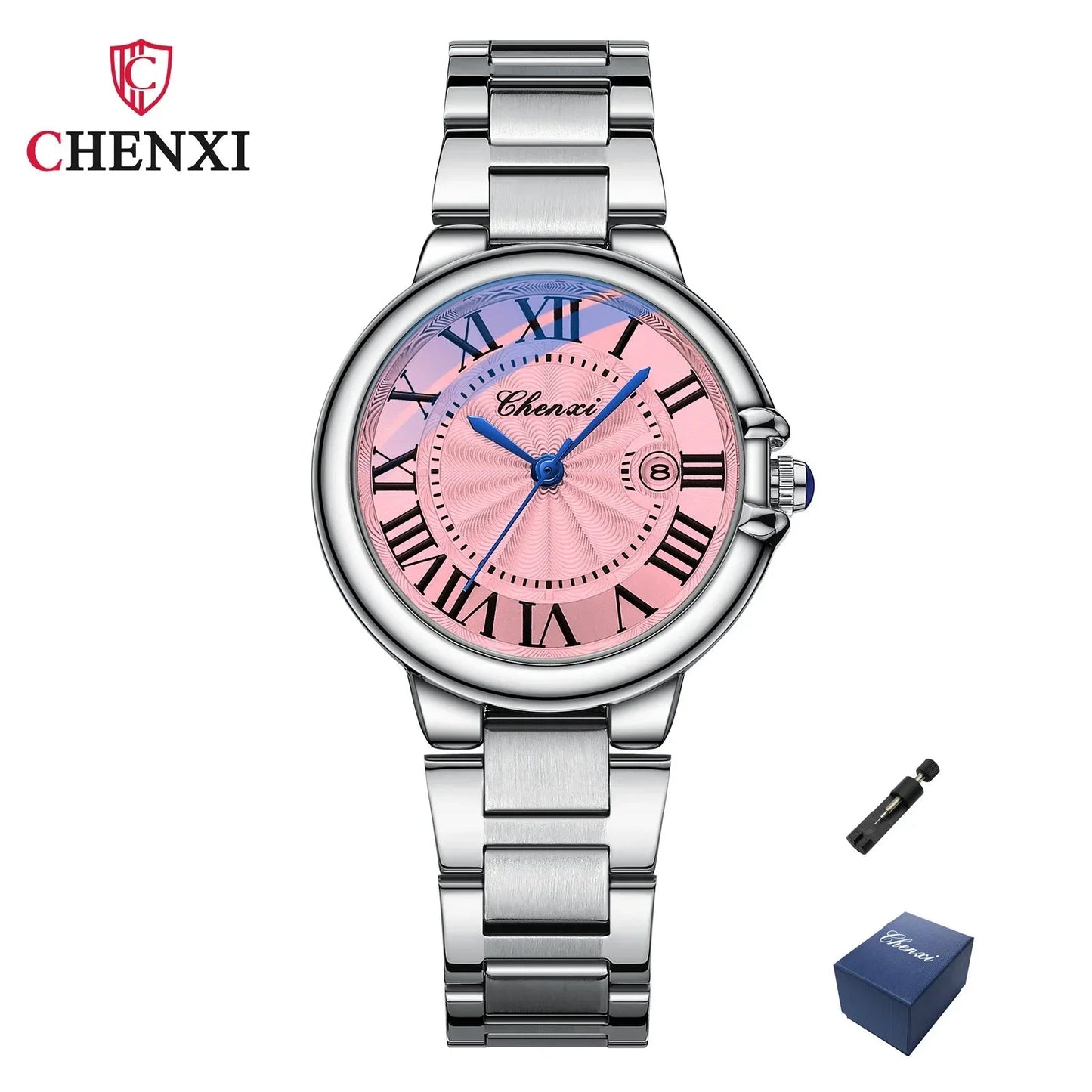 CHENXI 039 Couple Watches – 2024 Luxury Stainless Steel Silver Quartz Wristwatch Set for Men & Women - SMARTMARTNZ