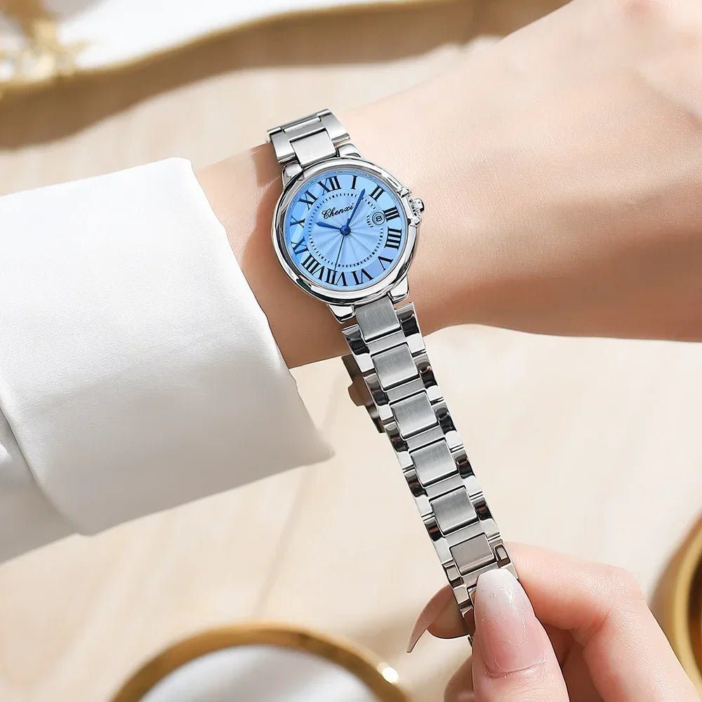 CHENXI 039 Couple Watches – 2024 Luxury Stainless Steel Silver Quartz Wristwatch Set for Men & Women - SMARTMARTNZ