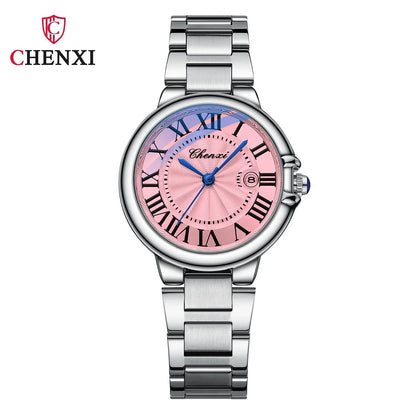 CHENXI 039 Couple Watches – 2024 Luxury Stainless Steel Silver Quartz Wristwatch Set for Men & Women - SMARTMARTNZ