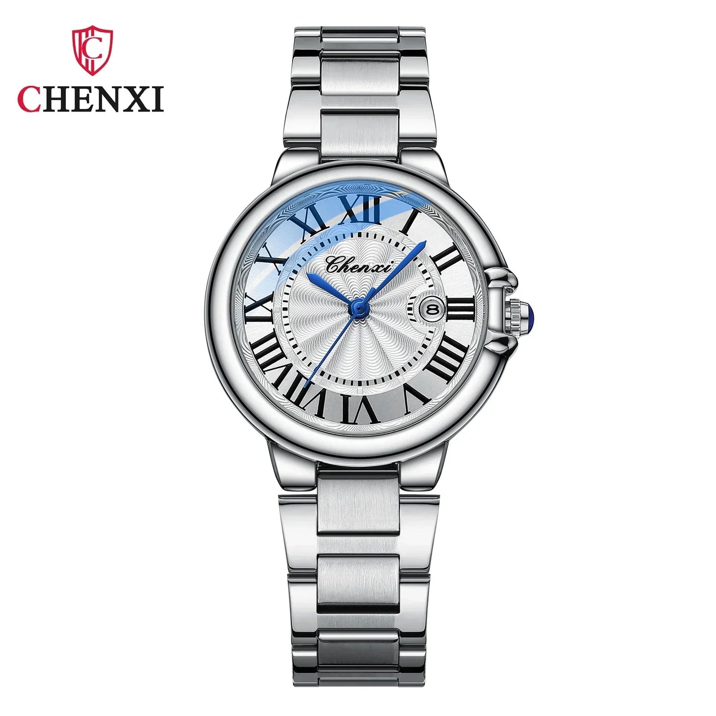 CHENXI 039 Couple Watches – 2024 Luxury Stainless Steel Silver Quartz Wristwatch Set for Men & Women - SMARTMARTNZ