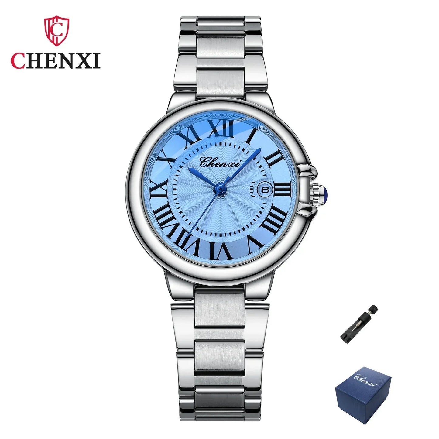 CHENXI 039 Couple Watches – 2024 Luxury Stainless Steel Silver Quartz Wristwatch Set for Men & Women - SMARTMARTNZ