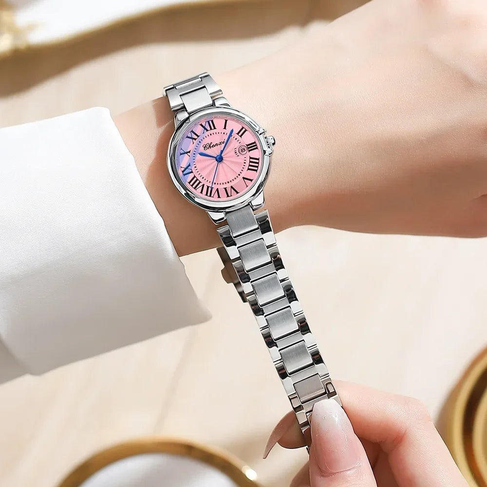 CHENXI 039 Couple Watches – 2024 Luxury Stainless Steel Silver Quartz Wristwatch Set for Men & Women - SMARTMARTNZ