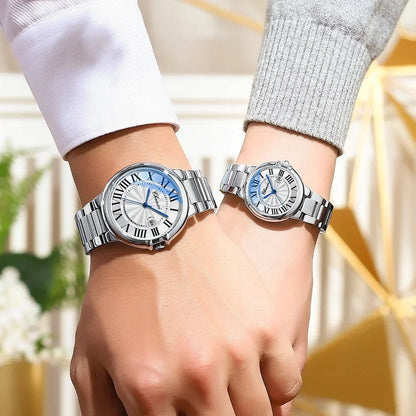 CHENXI 039 Couple Watches – 2024 Luxury Stainless Steel Silver Quartz Wristwatch Set for Men & Women - SMARTMARTNZ