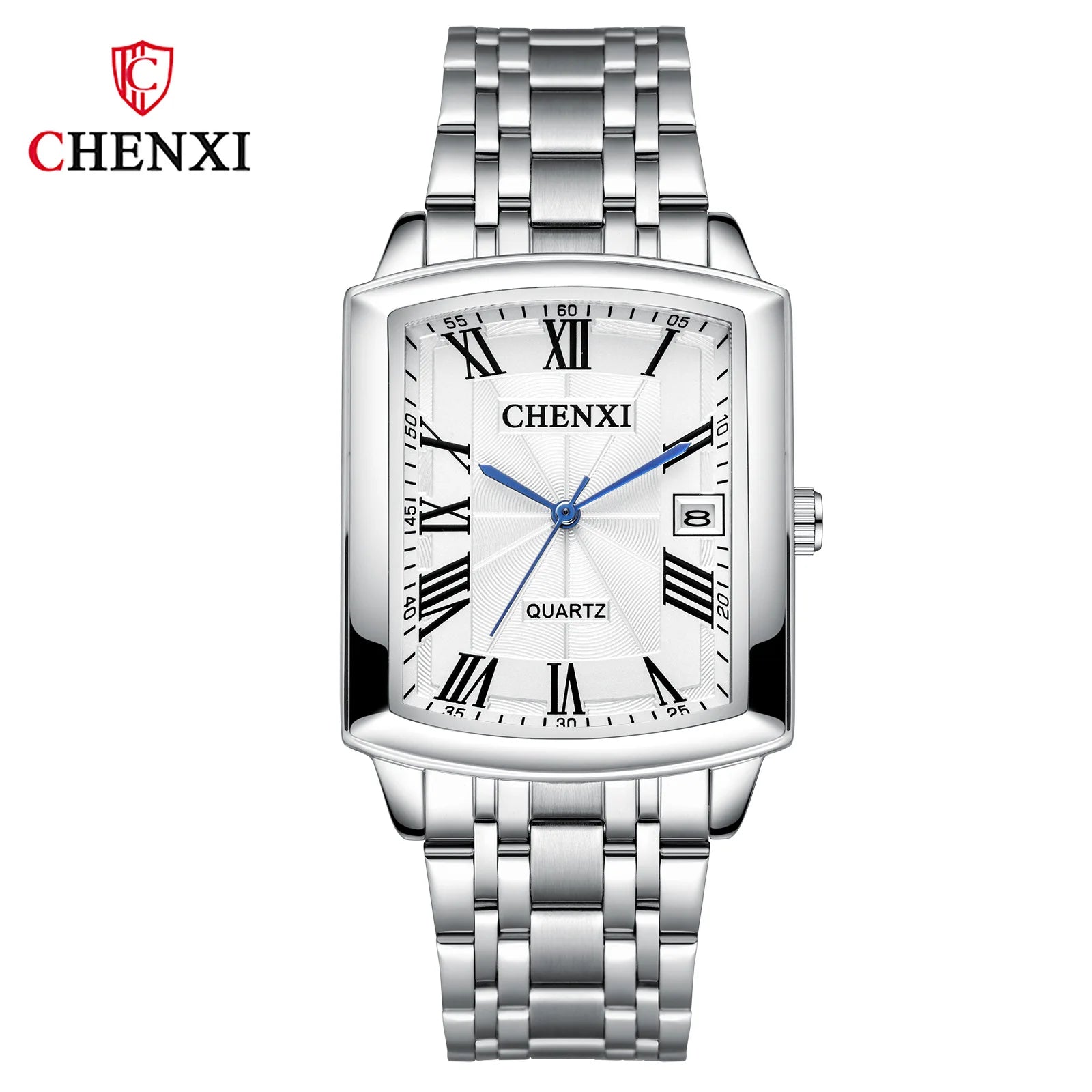 CHENXI 079A Square Couple Quartz Watches – Stainless Steel Strap, Business Casual Design with Calendar for Men & Women - SMARTMARTNZ