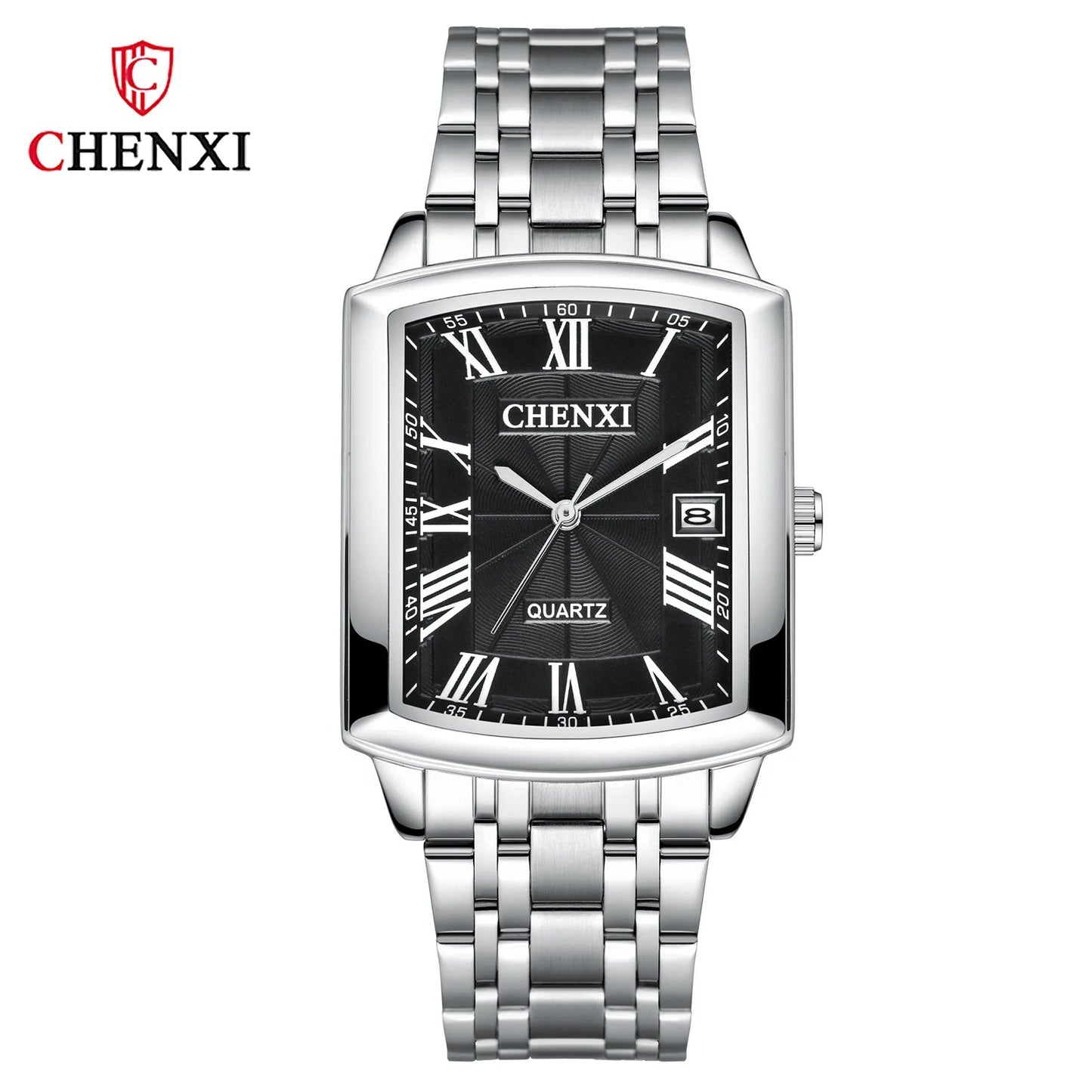CHENXI 079A Square Couple Quartz Watches – Stainless Steel Strap, Business Casual Design with Calendar for Men & Women - SMARTMARTNZ