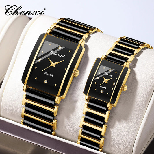 CHENXI 104A Luxury Couple Watches – Waterproof Quartz Watch for Men & Women with Simulated - Ceramic Strap | Elegant His & Hers Set - SMARTMARTNZ
