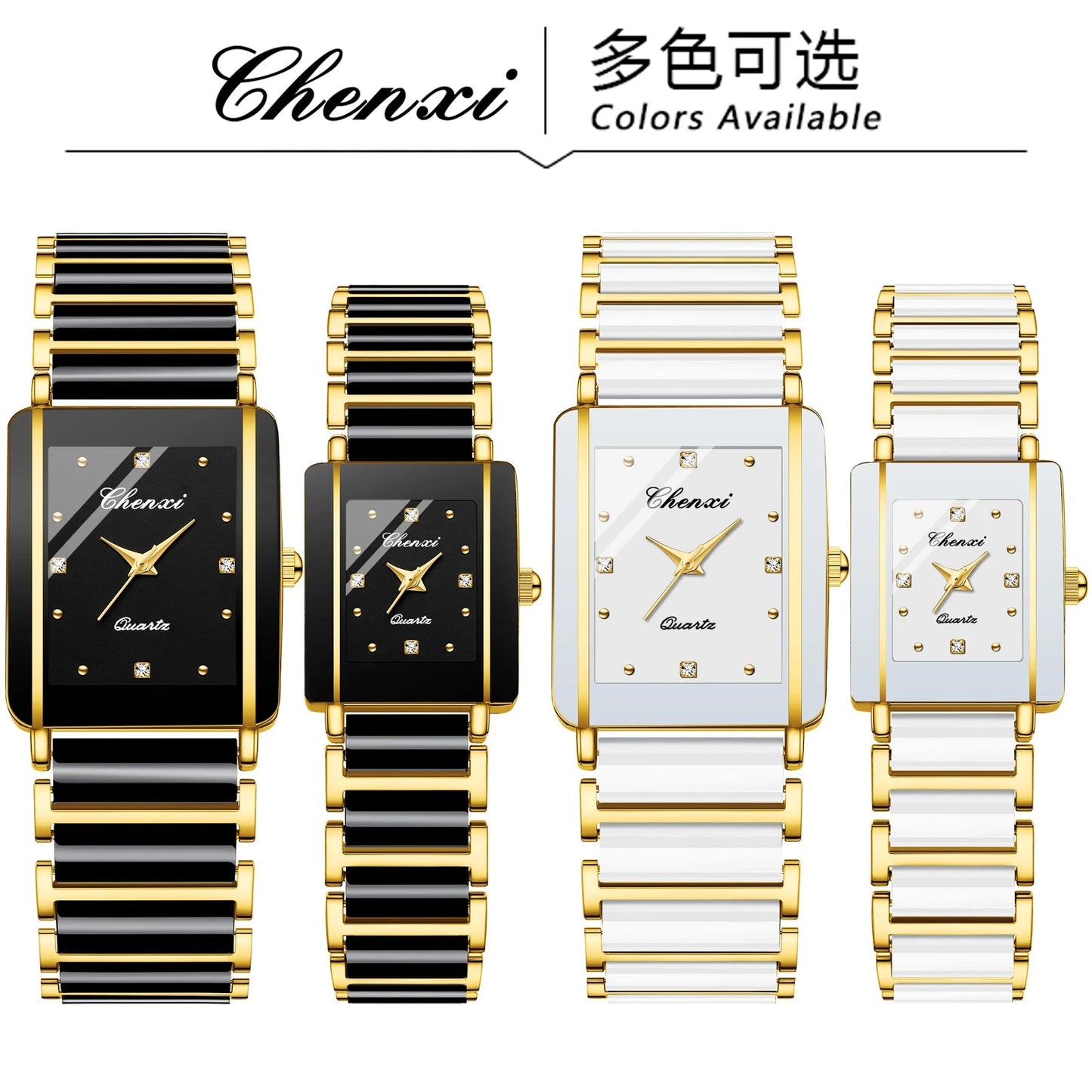CHENXI 104A Luxury Couple Watches – Waterproof Quartz Watch for Men & Women with Simulated - Ceramic Strap | Elegant His & Hers Set - SMARTMARTNZ