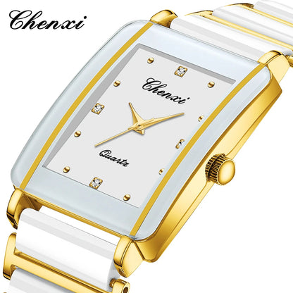CHENXI 104A Waterproof Couple Watch – Luxury Quartz Wristwatch Set for Men & Women (Gold/Black/White) - SMARTMARTNZ