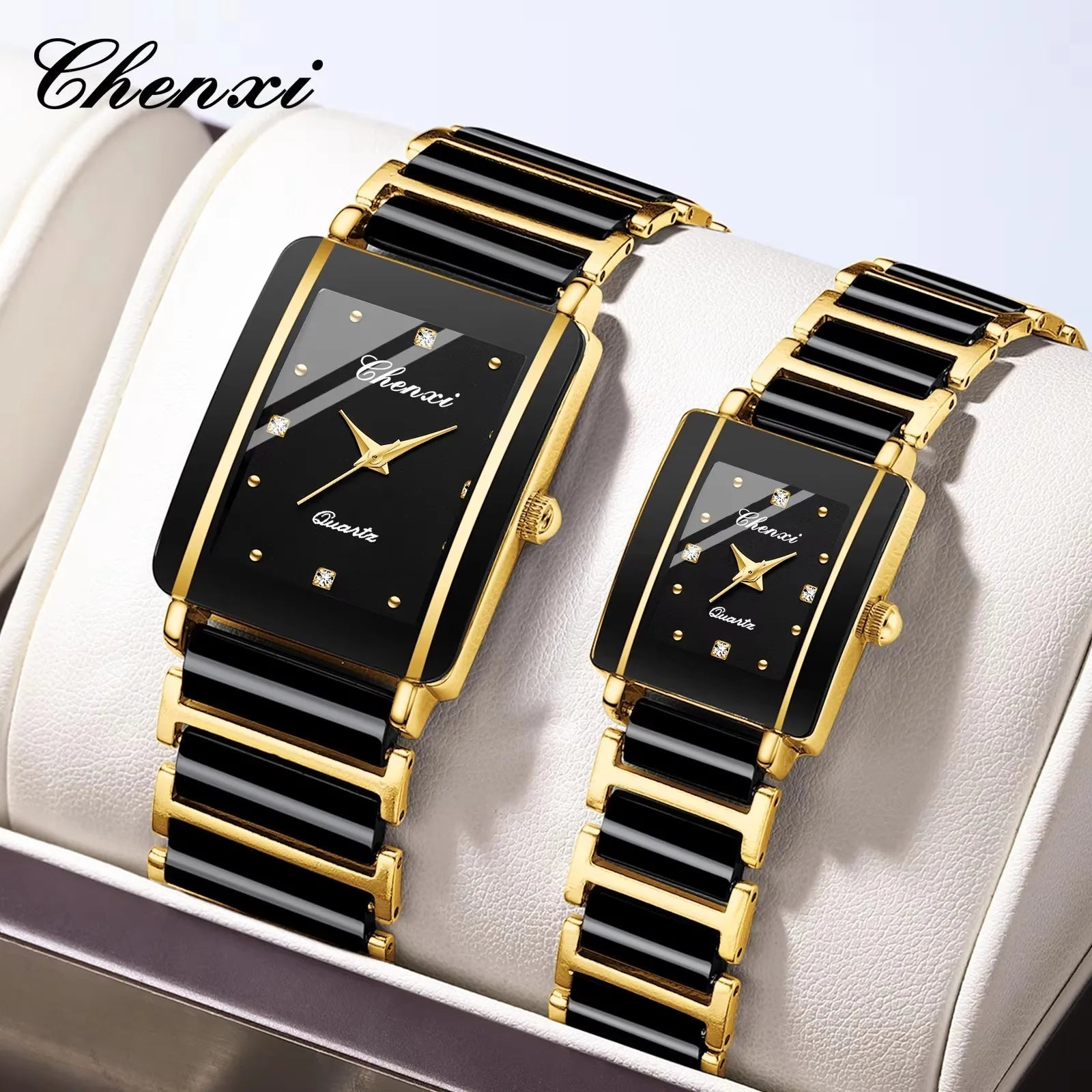 CHENXI 104A Waterproof Couple Watch – Luxury Quartz Wristwatch Set for Men & Women (Gold/Black/White) - SMARTMARTNZ