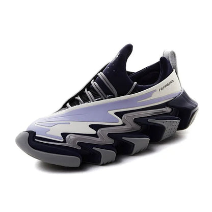 Chunky Designer Sneakers – Plus Size 45 Unisex Platform Sport Shoes | Leather & Mesh Height - Increasing Fashion Trainers - SMARTMARTNZ