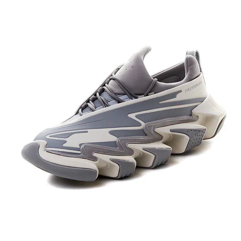 Chunky Designer Sneakers – Plus Size 45 Unisex Platform Sport Shoes | Leather & Mesh Height - Increasing Fashion Trainers - SMARTMARTNZ