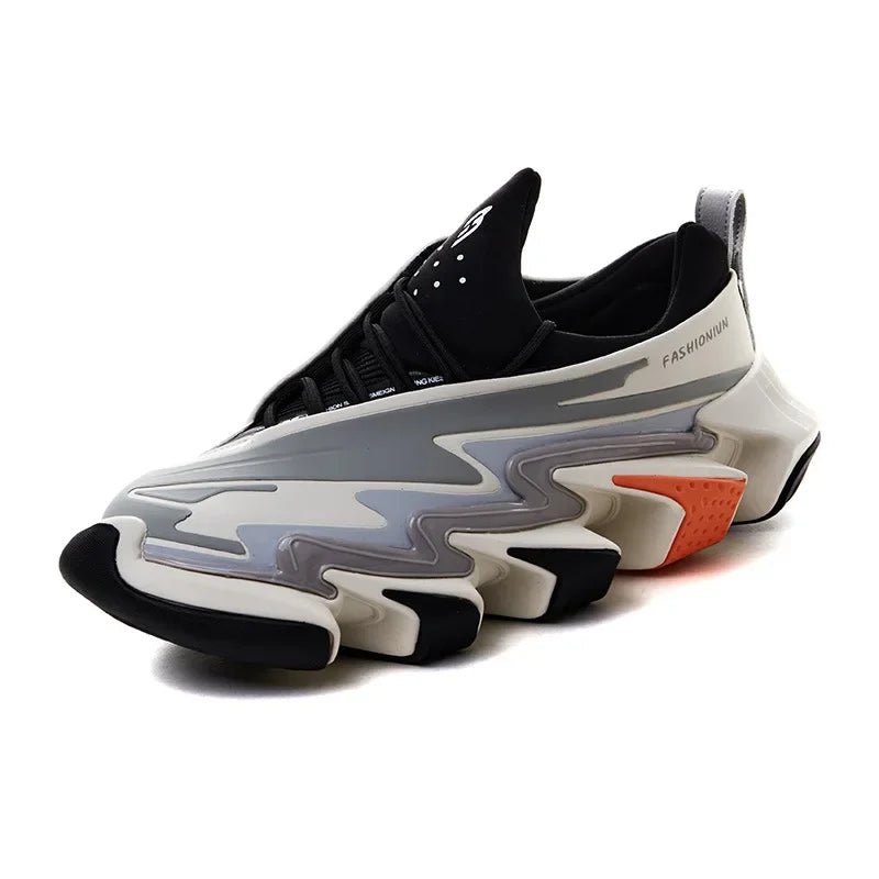 Chunky Designer Sneakers – Plus Size 45 Unisex Platform Sport Shoes | Leather & Mesh Height - Increasing Fashion Trainers - SMARTMARTNZ