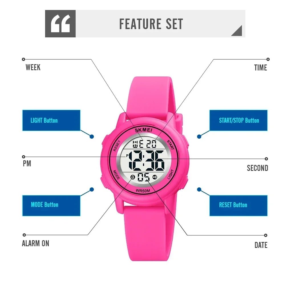 Colorful Children’s Digital Watch – SKMEI 1721 Sport Alarm Clock Wristwatch - SMARTMARTNZ