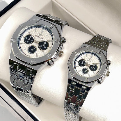 Couple’s Quartz Steel Belt Watch – Waterproof Calendar Design - SMARTMARTNZ
