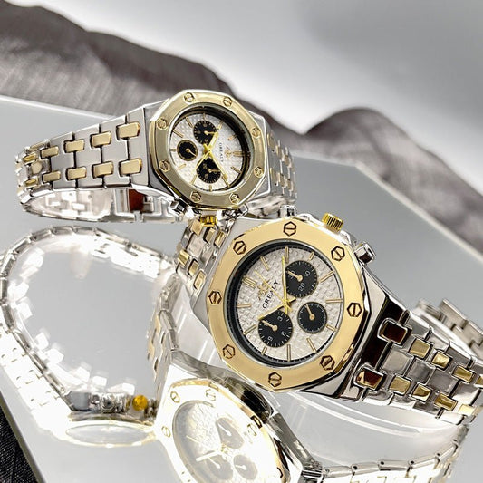 Couple’s Quartz Steel Belt Watch – Waterproof Calendar Design - SMARTMARTNZ