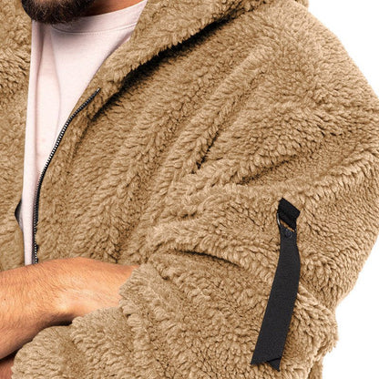 Cozy Men’s Plush Hooded Jacket – Double - Sided Fleece for Autumn/Winter - SMARTMARTNZ