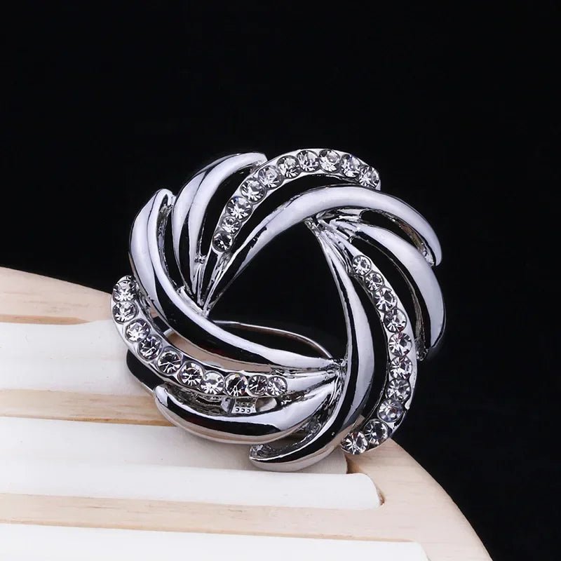 Crystal Scarf Buckle Brooch – Knotted Button Pin, Shawl Ring Clip, Silk Scarf Fastener Accessory - SMARTMARTNZ