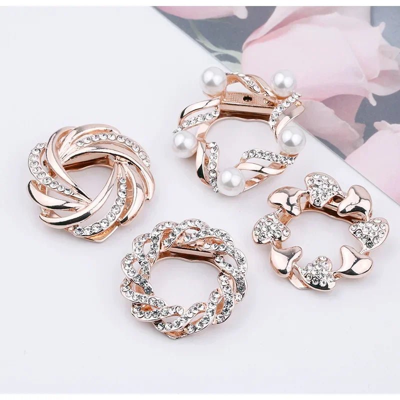 Crystal Scarf Buckle Brooch – Knotted Button Pin, Shawl Ring Clip, Silk Scarf Fastener Accessory - SMARTMARTNZ