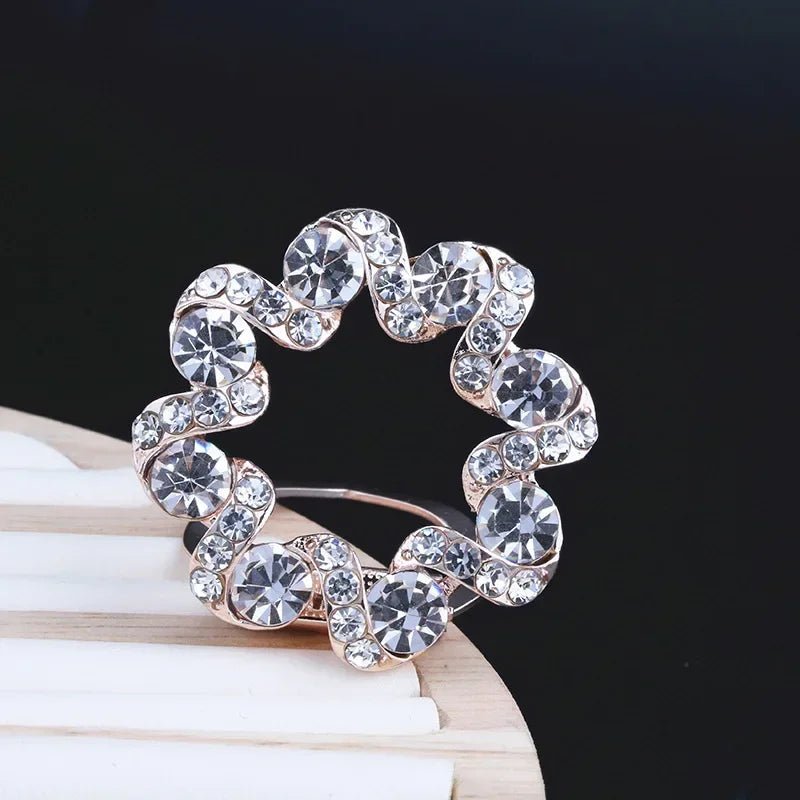 Crystal Scarf Buckle Brooch – Knotted Button Pin, Shawl Ring Clip, Silk Scarf Fastener Accessory - SMARTMARTNZ