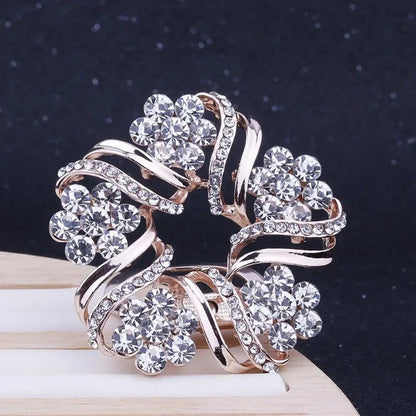 Crystal Scarf Buckle Brooch – Knotted Button Pin, Shawl Ring Clip, Silk Scarf Fastener Accessory - SMARTMARTNZ