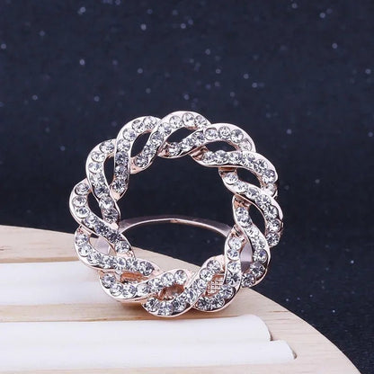Crystal Scarf Buckle Brooch – Knotted Button Pin, Shawl Ring Clip, Silk Scarf Fastener Accessory - SMARTMARTNZ
