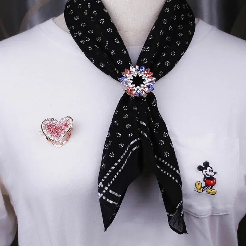 Crystal Scarf Buckle Brooch – Knotted Button Pin, Shawl Ring Clip, Silk Scarf Fastener Accessory - SMARTMARTNZ