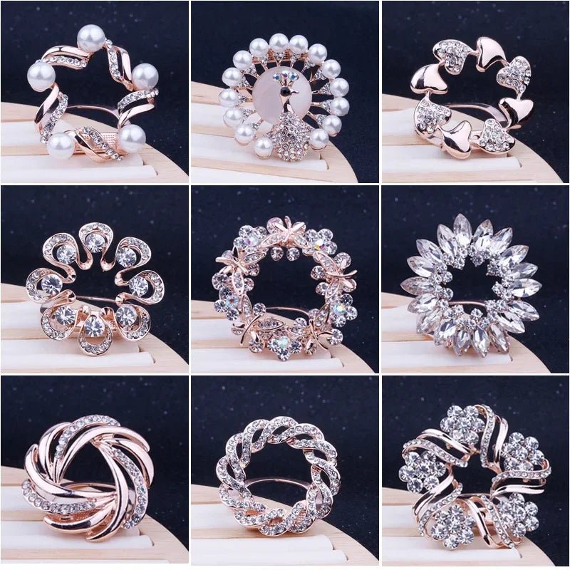 Crystal Scarf Buckle Brooch – Knotted Button Pin, Shawl Ring Clip, Silk Scarf Fastener Accessory - SMARTMARTNZ