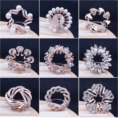 Crystal Scarf Buckle Brooch – Knotted Button Pin, Shawl Ring Clip, Silk Scarf Fastener Accessory - SMARTMARTNZ