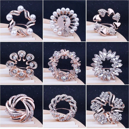Crystal Scarf Buckle Brooch – Knotted Button Pin, Shawl Ring Clip, Silk Scarf Fastener Accessory - SMARTMARTNZ