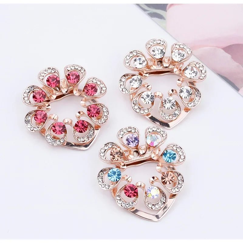 Crystal Scarf Buckle Brooch – Knotted Button Pin, Shawl Ring Clip, Silk Scarf Fastener Accessory - SMARTMARTNZ