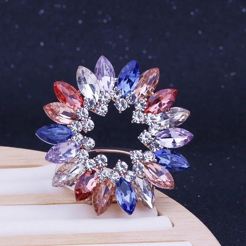 Crystal Scarf Buckle Brooch – Knotted Button Pin, Shawl Ring Clip, Silk Scarf Fastener Accessory - SMARTMARTNZ