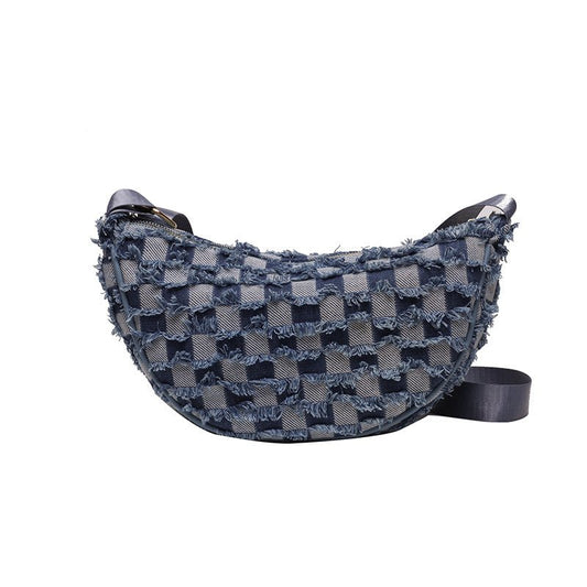 Denim Shoulder Bag | Y2K Checkered Chessboard Streetwear - SMARTMARTNZ