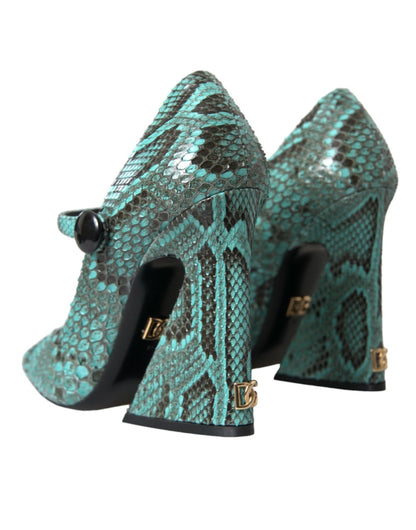 Dolce & Gabbana Aqua Python Leather Mary Jane Pumps Shoes - SMARTMARTNZ