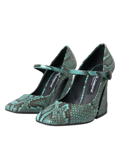 Dolce & Gabbana Aqua Python Leather Mary Jane Pumps Shoes - SMARTMARTNZ