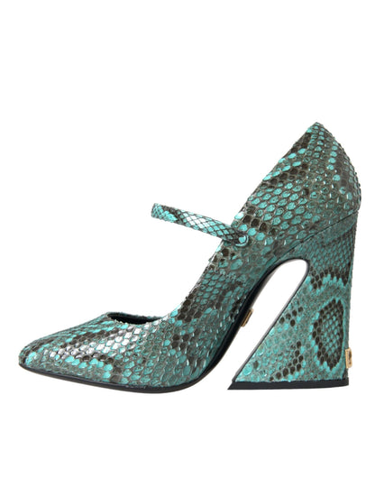 Dolce & Gabbana Aqua Python Leather Mary Jane Pumps Shoes - SMARTMARTNZ