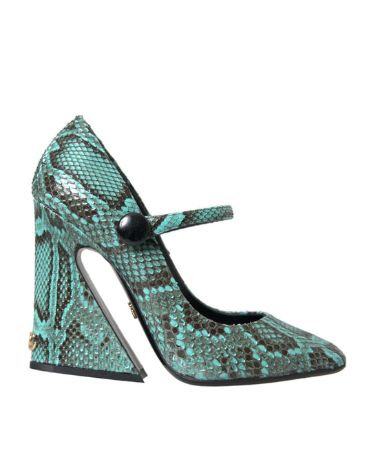 Dolce & Gabbana Aqua Python Leather Mary Jane Pumps Shoes - SMARTMARTNZ